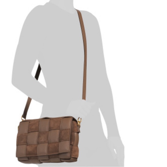 VIOLA CASTELLANI Fango brown Suede Cassette Crossbody Made In Italy - Picture 7 of 7